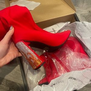 Red Flame thigh high boots